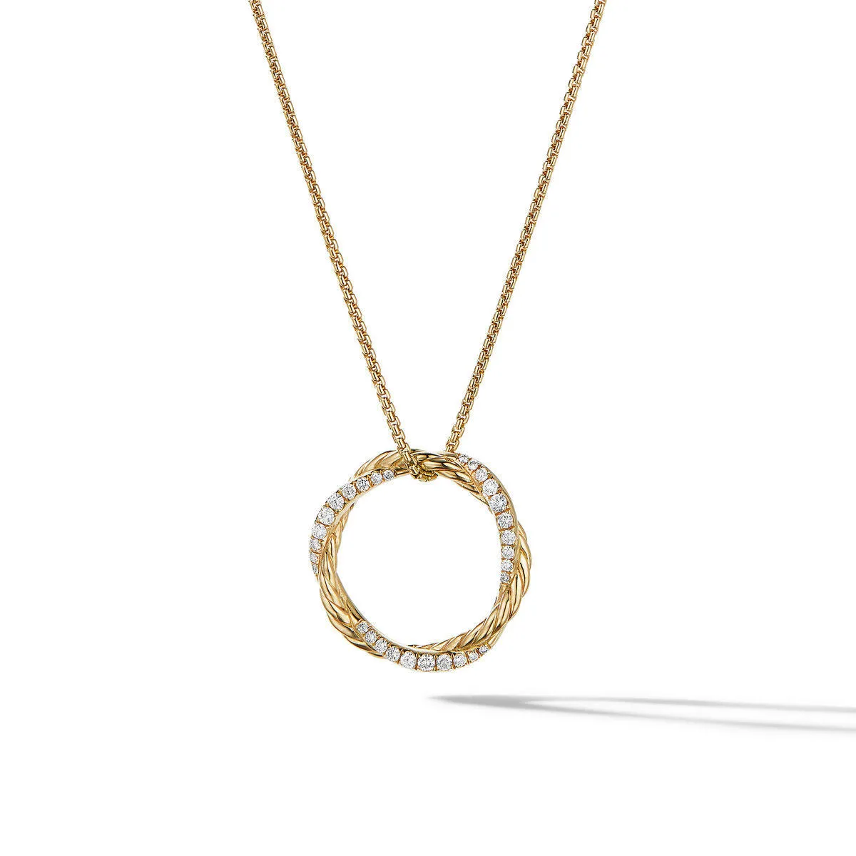 Petite Infinity Pendant Necklace in 18K Yellow Gold with Pave Diamonds