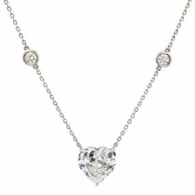 Platinum Diamond By The Yard Heart Pendant Necklace