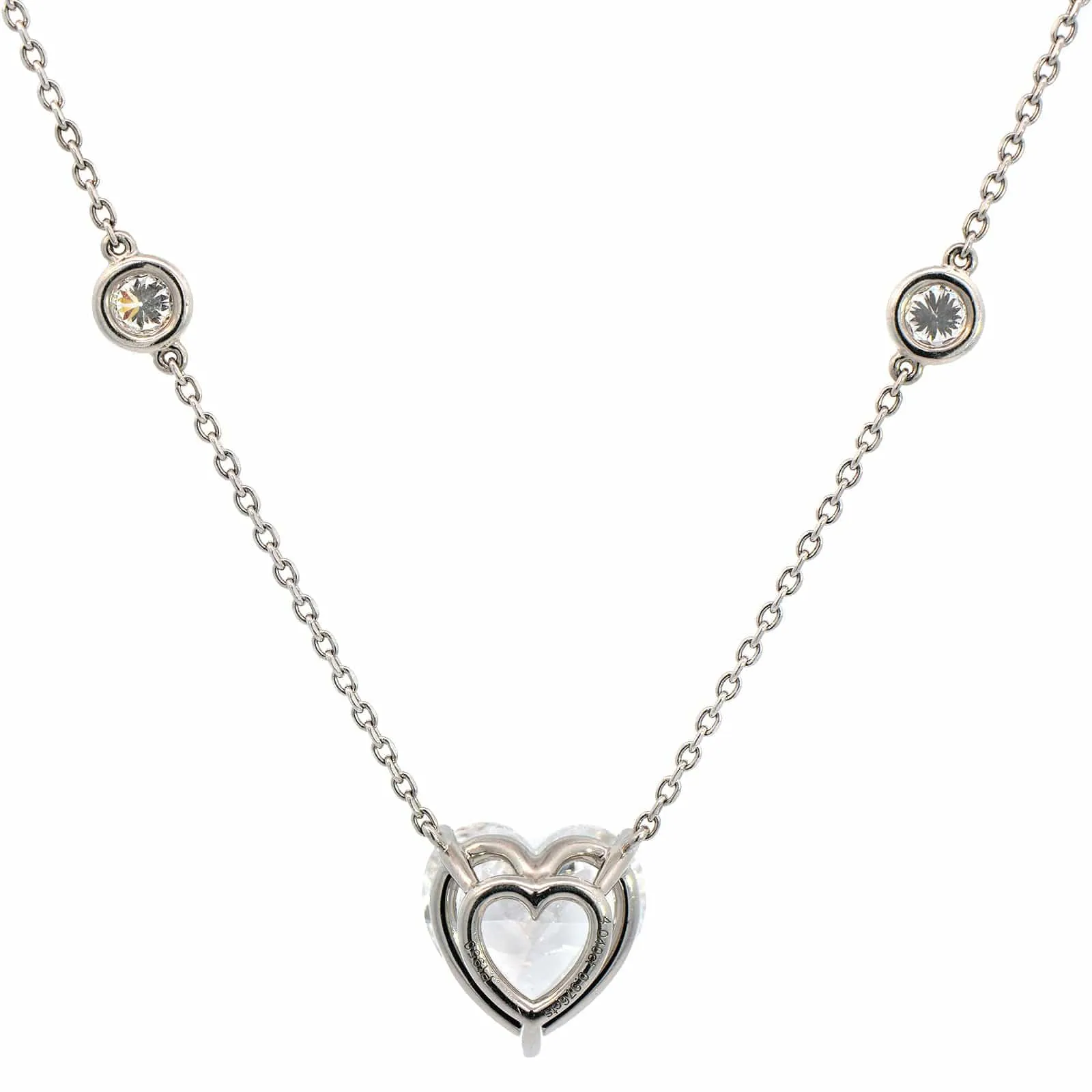 Platinum Diamond By The Yard Heart Pendant Necklace