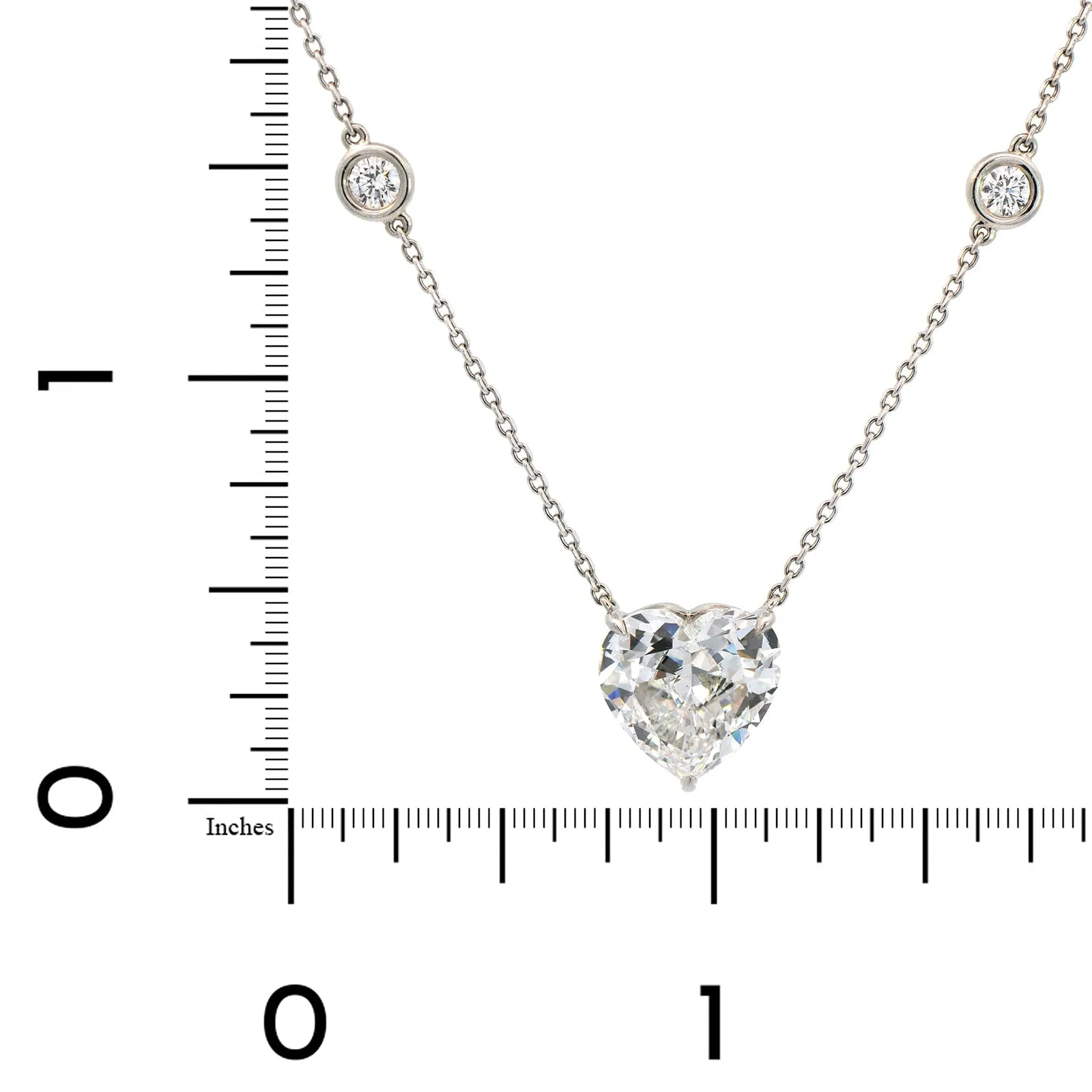 Platinum Diamond By The Yard Heart Pendant Necklace