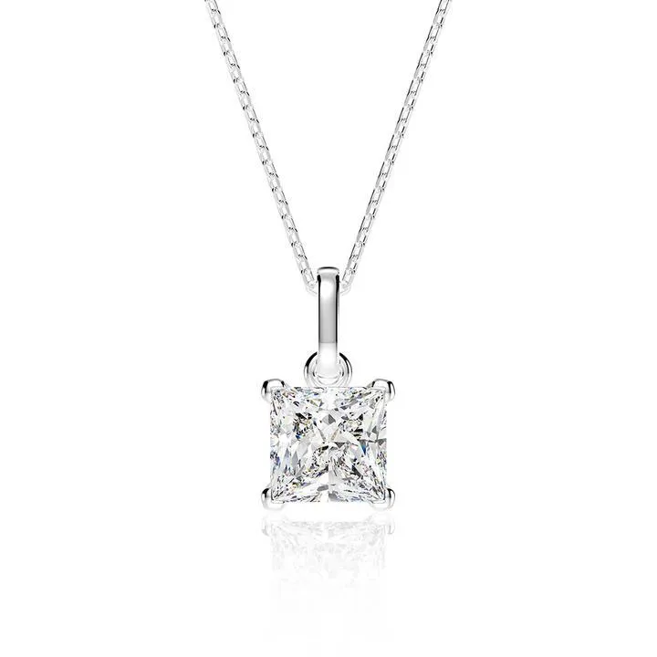 Princess Cut Pendant Necklace