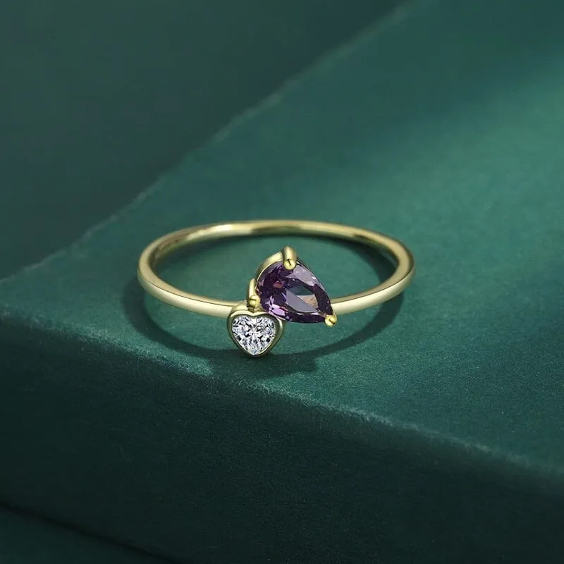 Purple Love Amethyst Heart Ring