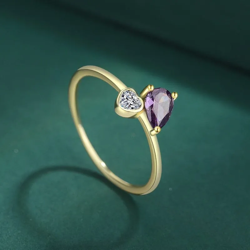 Purple Love Amethyst Heart Ring