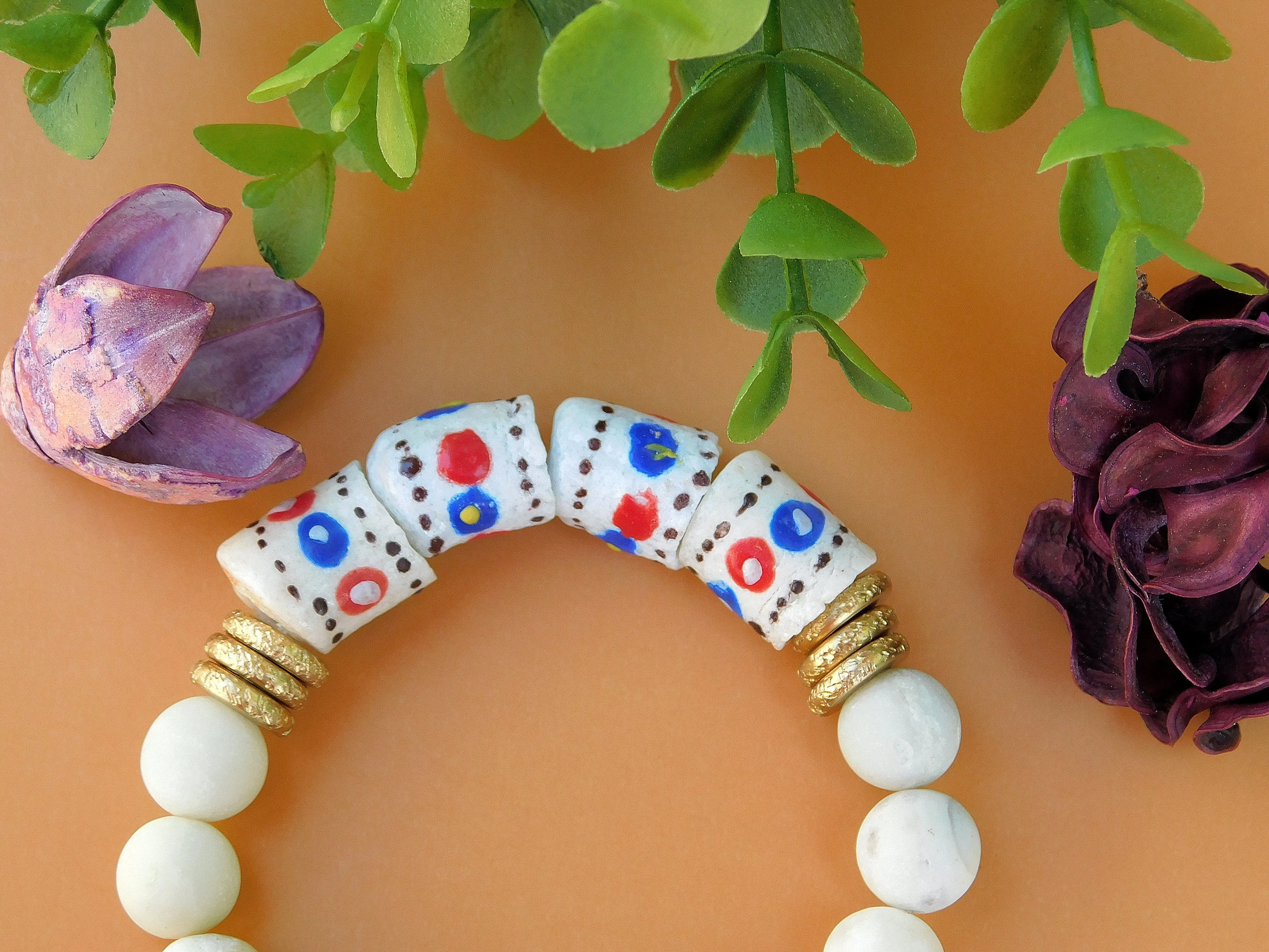 Red, White and Blue Krobo Bracelet