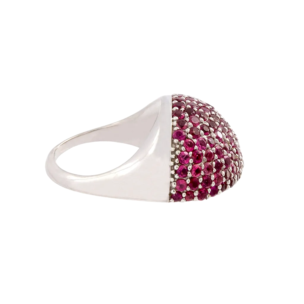 Rubellite Tourmaline Half-Moon Split Dome Ring