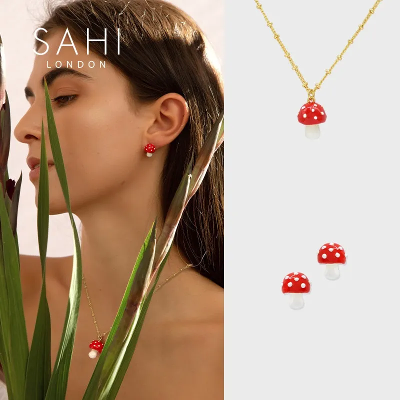 Sahi Red Mushroom Stud Earring