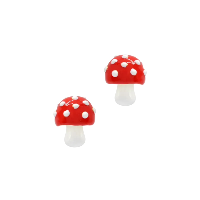 Sahi Red Mushroom Stud Earring