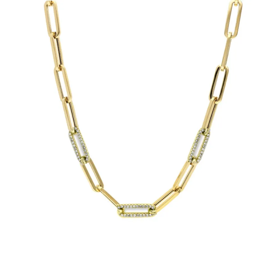 Segment Diamond Links 4.2MM Paper Clip Necklace