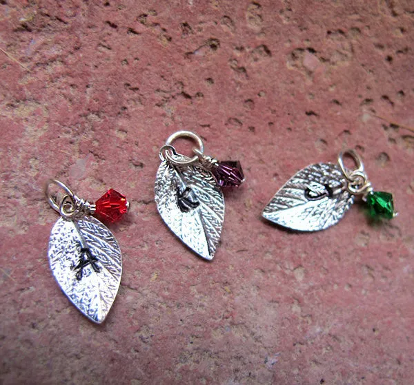 Silver Custom Leaf with Crystal Add on