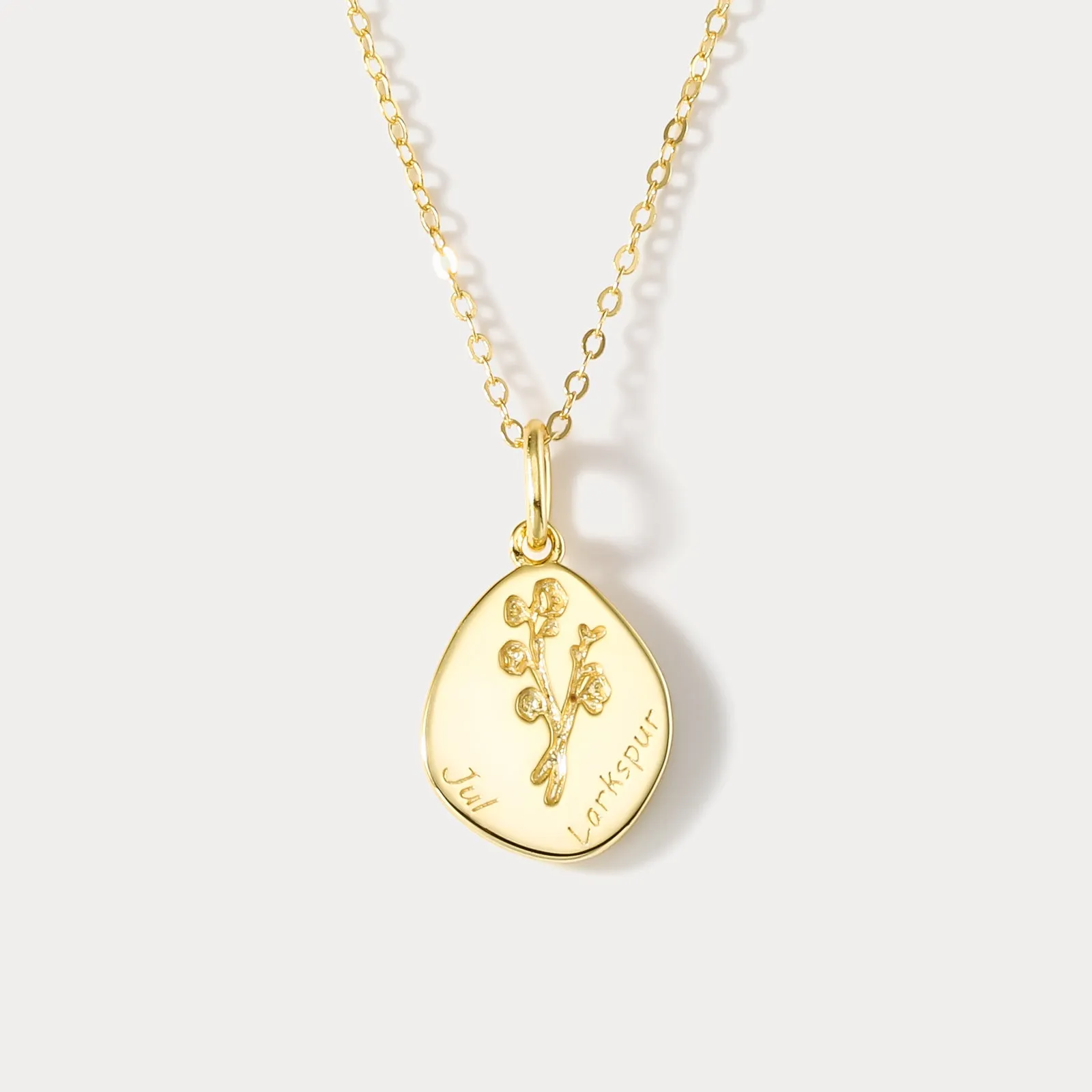 Silver Larkspur Birth Flower Necklace-July