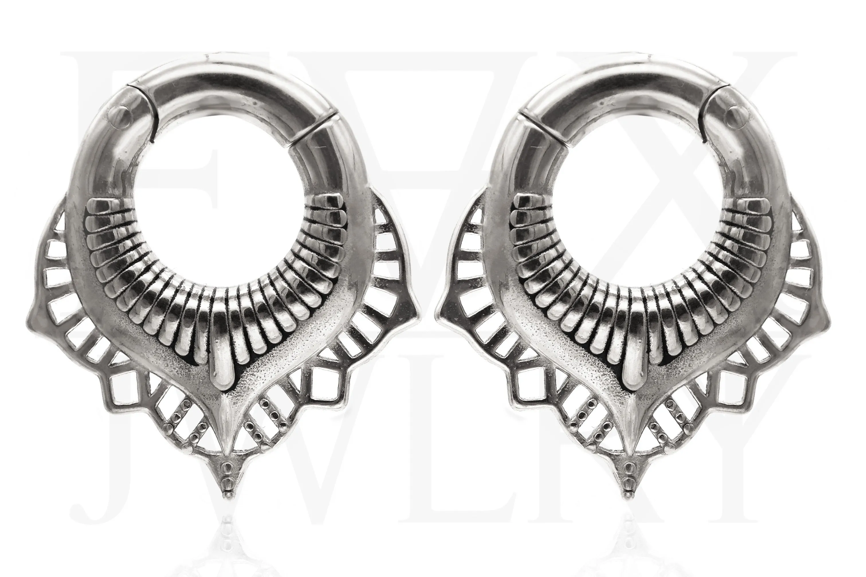 Silver Mandala Clicker Ear Weights