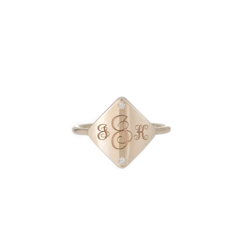 Square Diamond Guardian Signet Ring