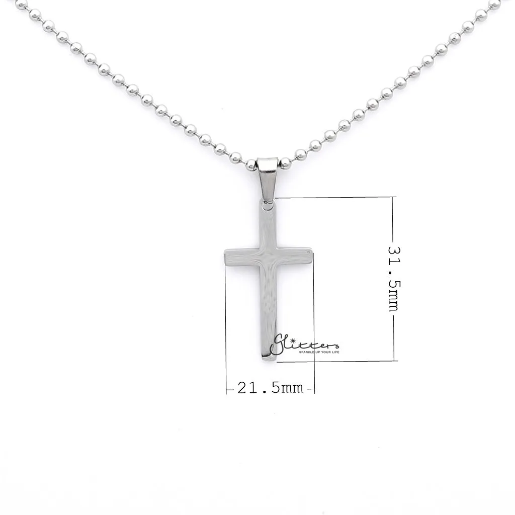 Stainless Steel Plain Medium Cross Pendant - Silver | Gold | Black