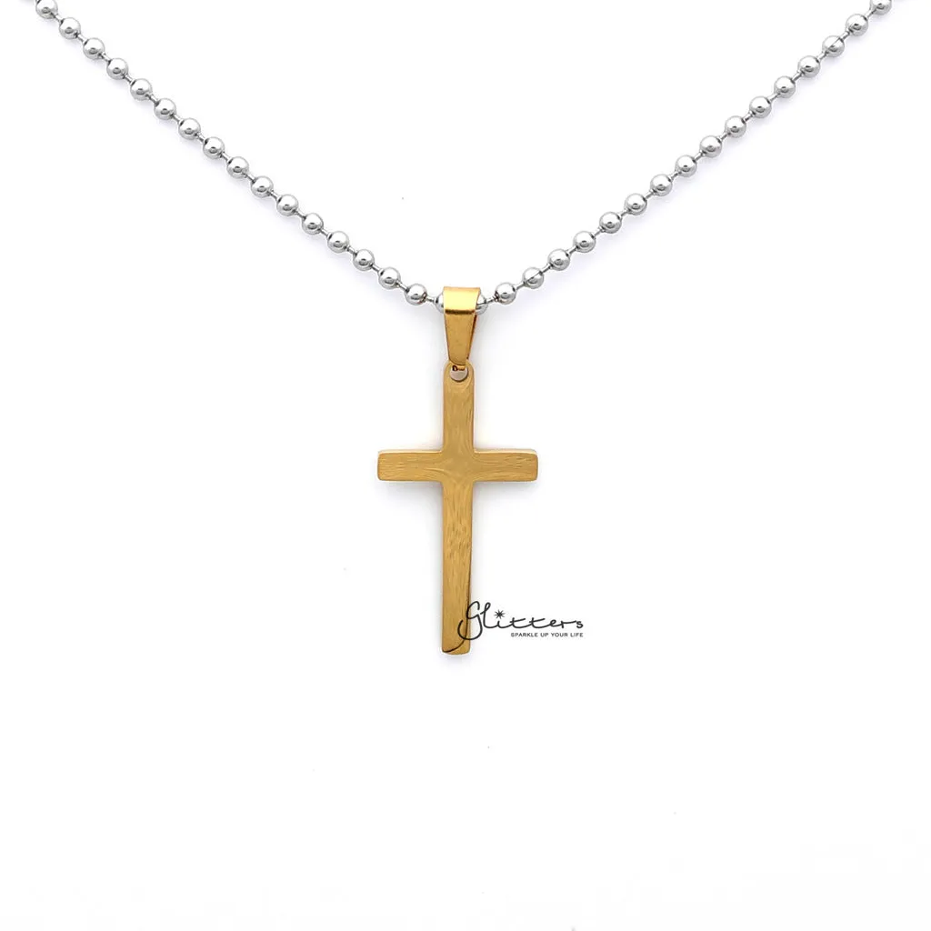 Stainless Steel Plain Medium Cross Pendant - Silver | Gold | Black