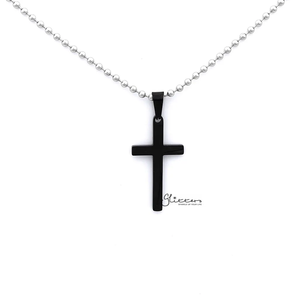 Stainless Steel Plain Medium Cross Pendant - Silver | Gold | Black