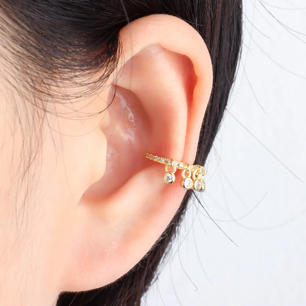 Statement Gemstone Drop Ear Cuff