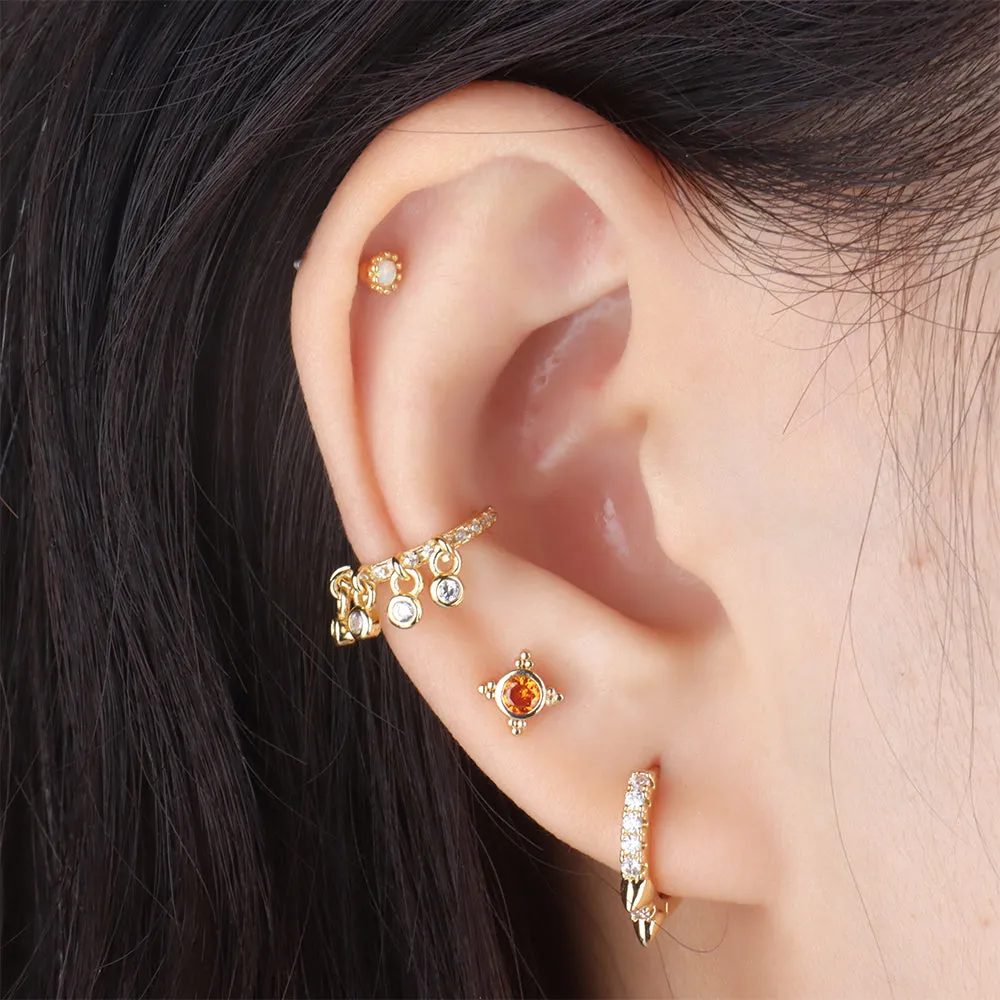 Statement Gemstone Drop Ear Cuff