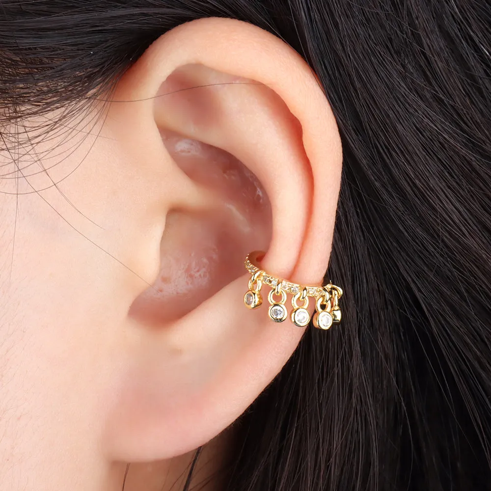 Statement Gemstone Drop Ear Cuff