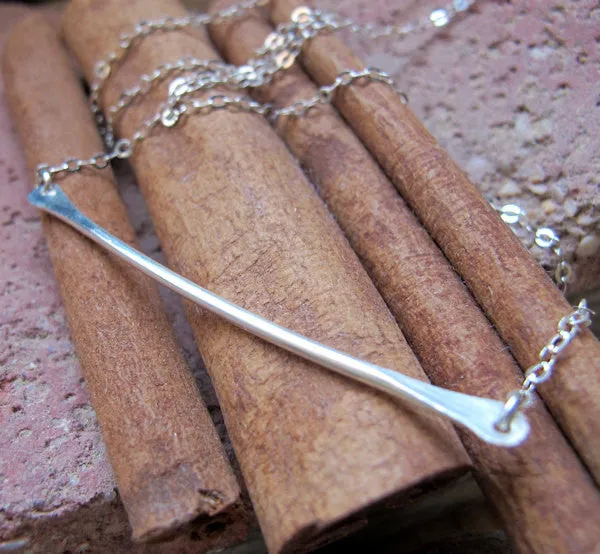 Sterling Silver Curved Bar Necklace