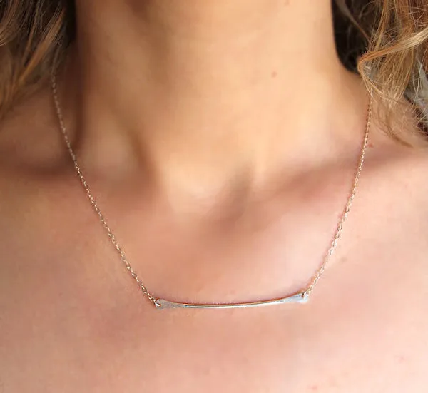 Sterling Silver Curved Bar Necklace