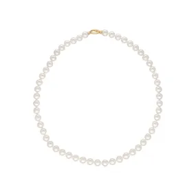 Sterling Silver Gold Plated Necklace for Women with Organic Pearl, 10mm Round White Pearl, 23.6 Length, Lyra Collection