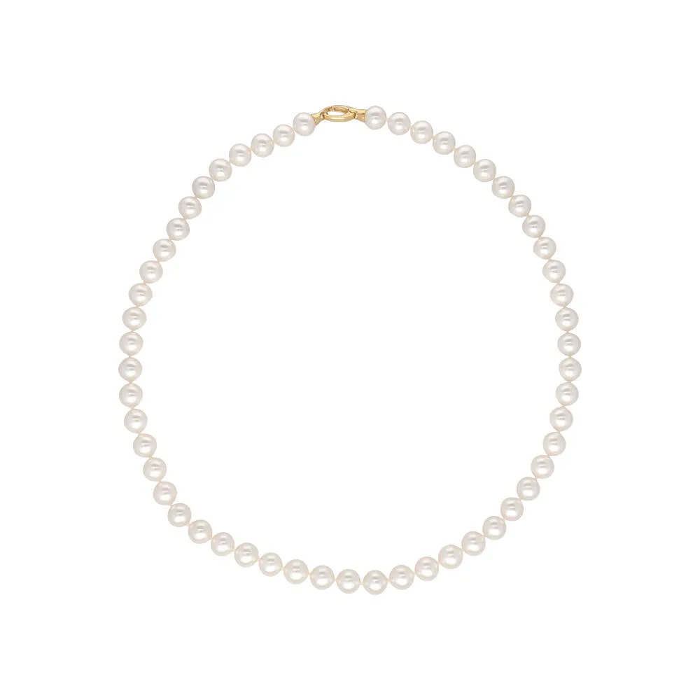 Sterling Silver Gold Plated Necklace for Women with Organic Pearl, 10mm Round White Pearl, 23.6 Length, Lyra Collection