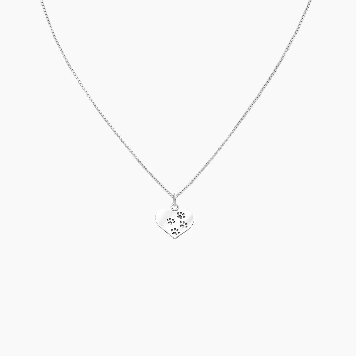 Sterling Silver Heart & Paw Pendant Necklace