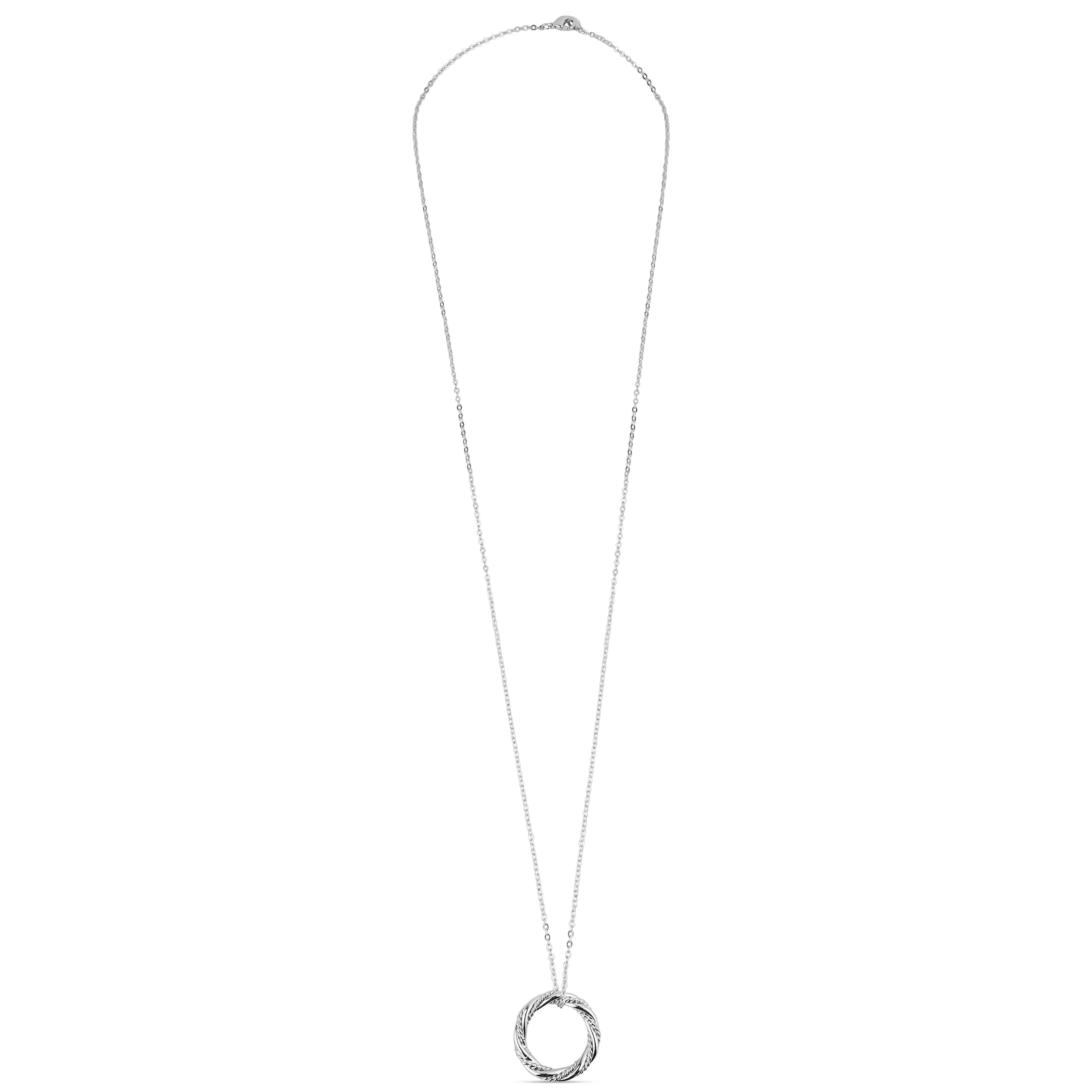 Sterling Silver-Plated Twist Circle Necklace