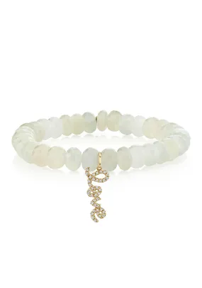 Sydney Evan Love Charm White Moonstone Bead Bracelet