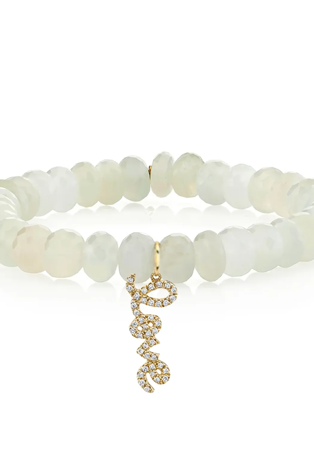 Sydney Evan Love Charm White Moonstone Bead Bracelet