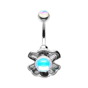 Synthetic Moonstone Clamshell WildKlass Belly Button Ring