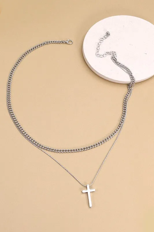 The Clea Layered Cross Necklace