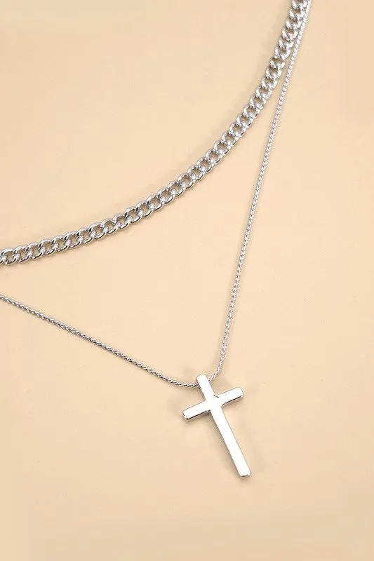 The Clea Layered Cross Necklace