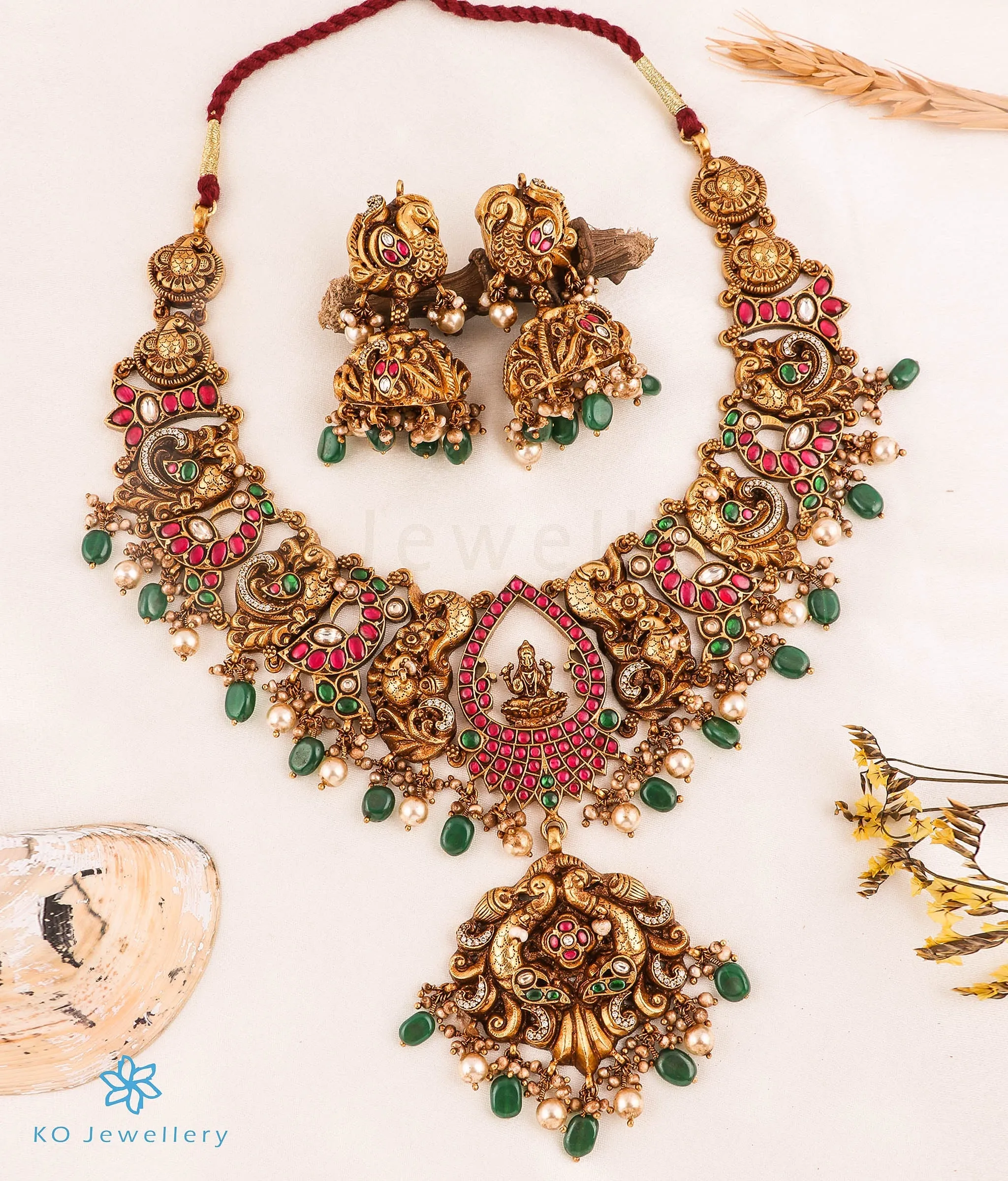 The Vanaja Silver Lakshmi Kundan-Jadau Necklace & Jhumkas