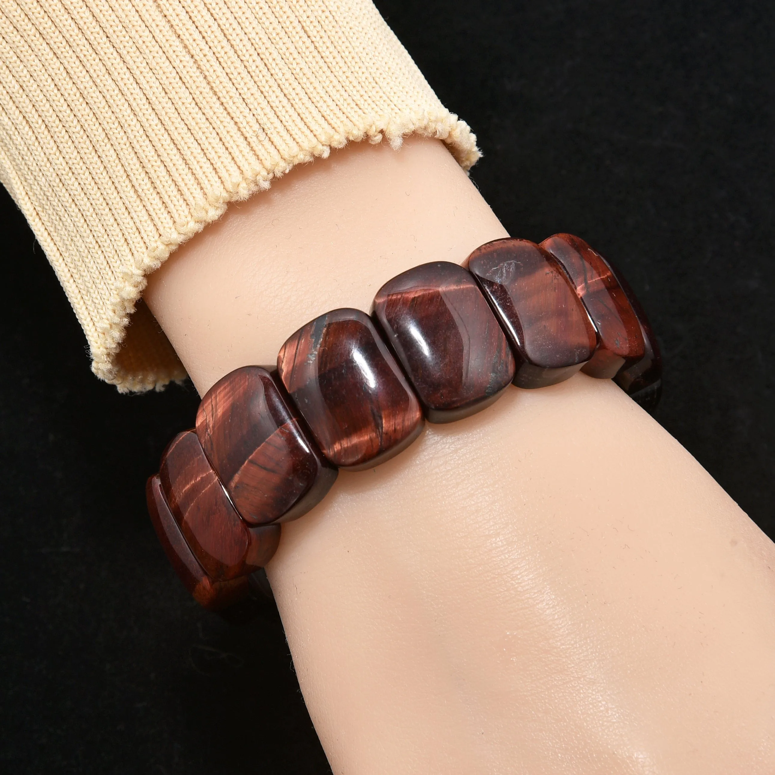 Tiger Eye 20mm Beads Gemstone Elastic Bracelet