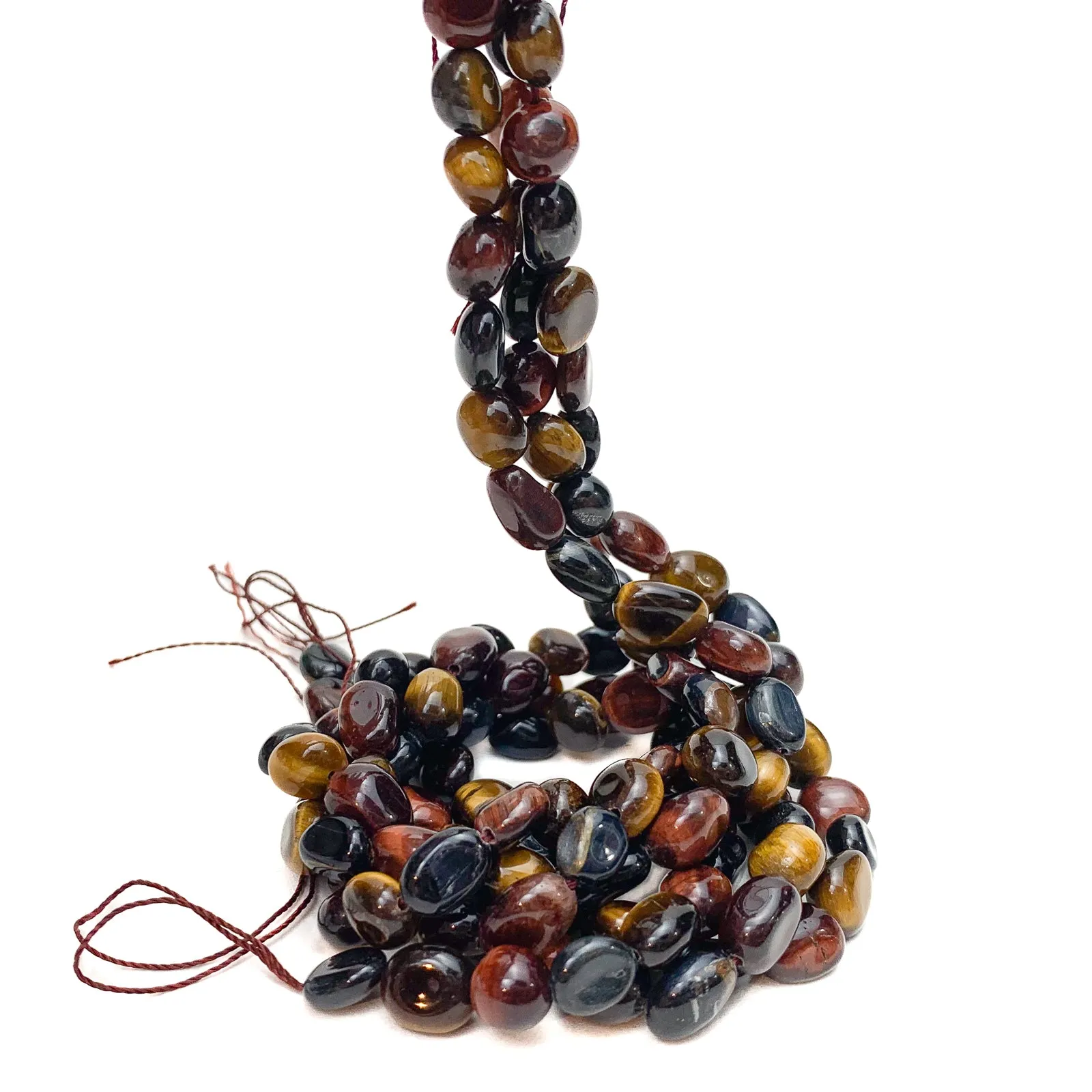 Tiger's Eye Multi Small Smooth Pebbles Bead Strand