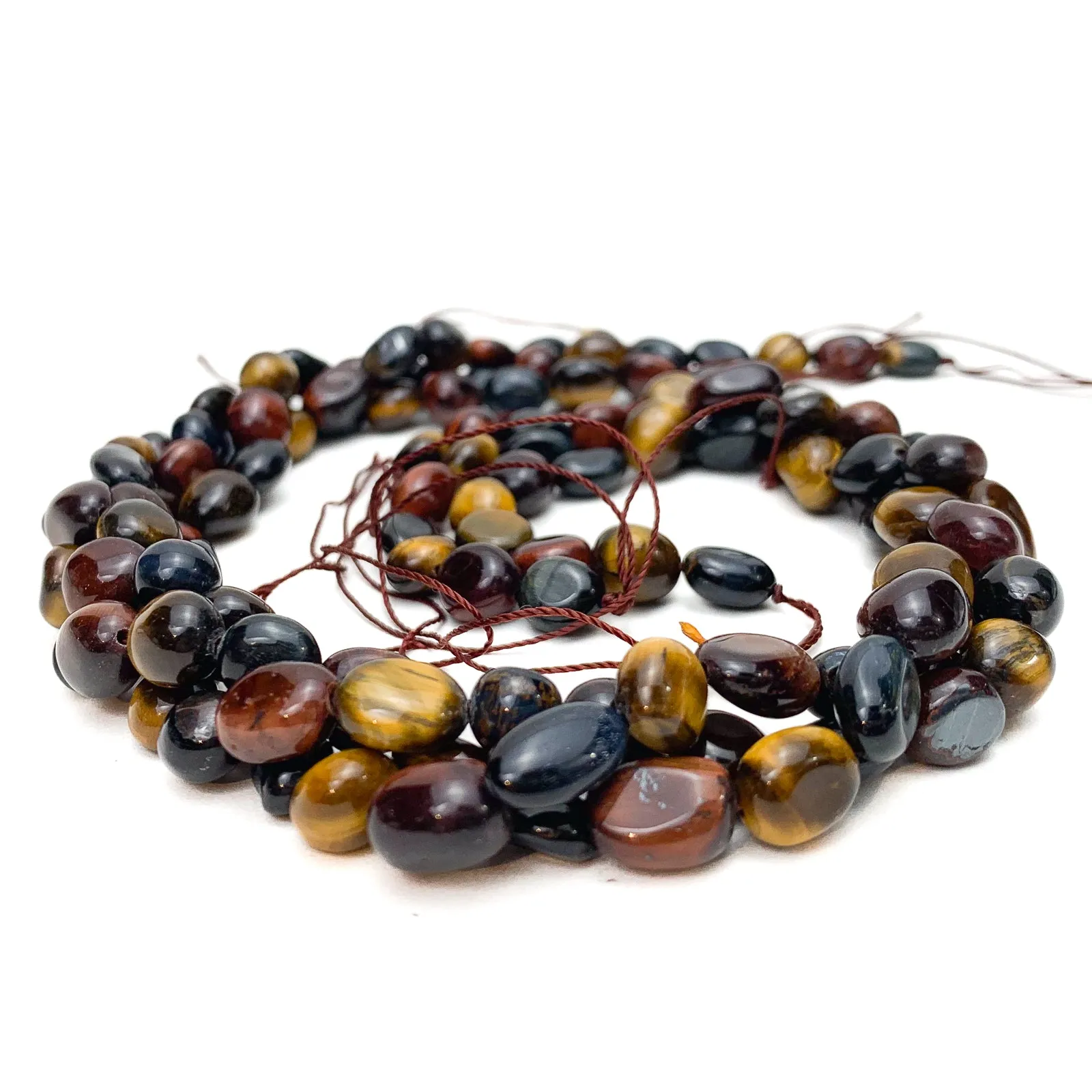 Tiger's Eye Multi Small Smooth Pebbles Bead Strand