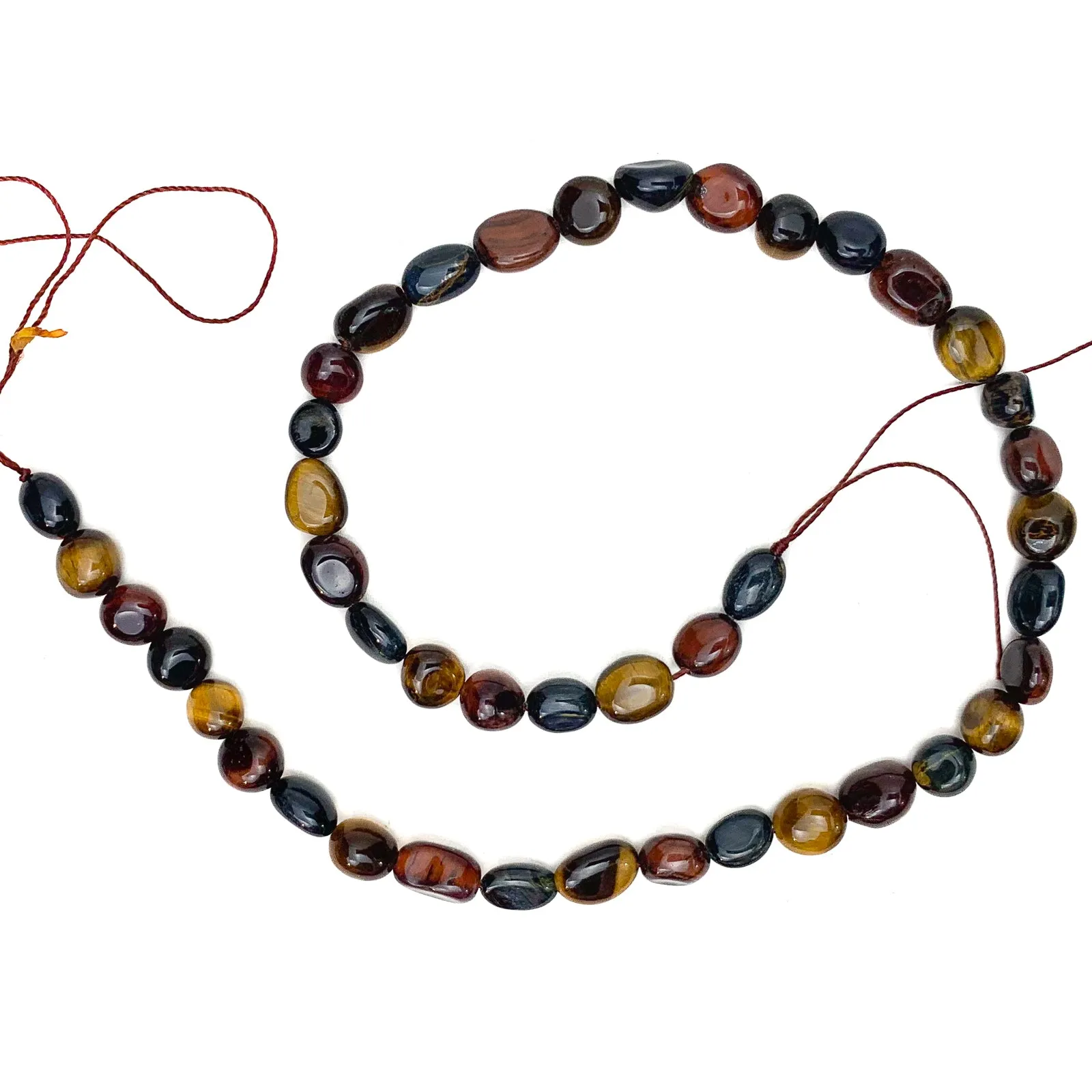 Tiger's Eye Multi Small Smooth Pebbles Bead Strand