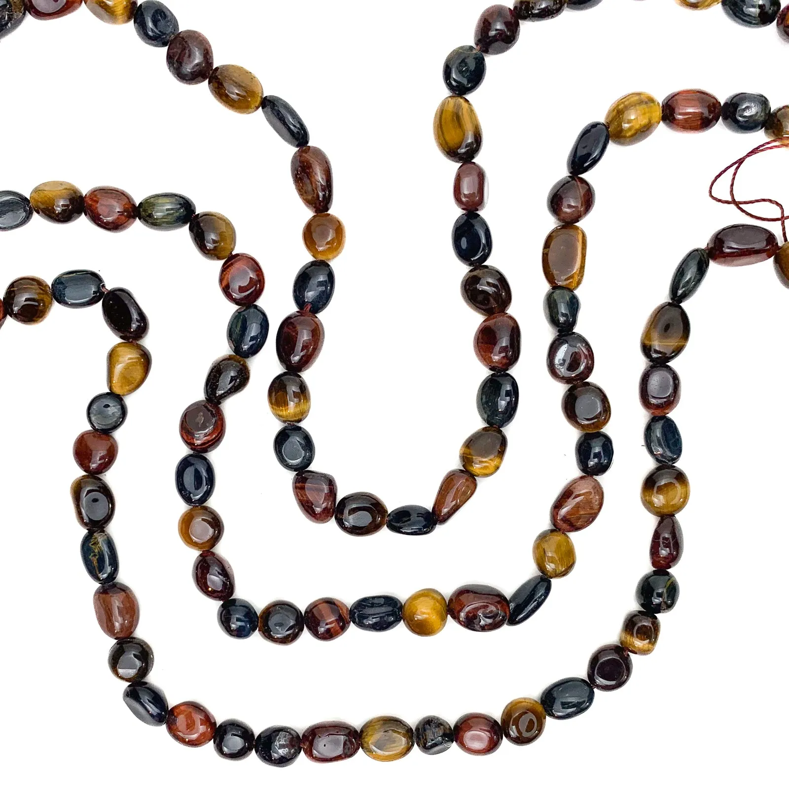 Tiger's Eye Multi Small Smooth Pebbles Bead Strand