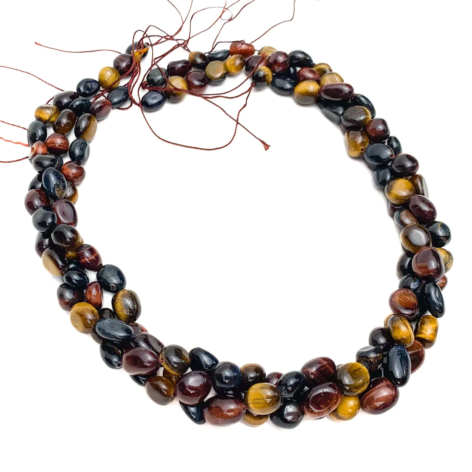 Tiger's Eye Multi Small Smooth Pebbles Bead Strand