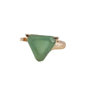 Triangle Green Aventurine Adjustable Cocktail Ring