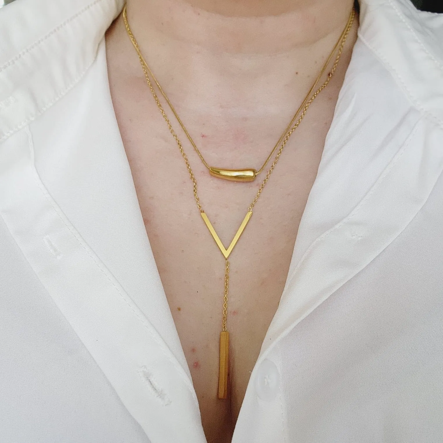 V Line Lariat Necklace