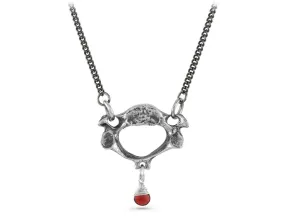 Vertebra Necklace with Garnet - Silver