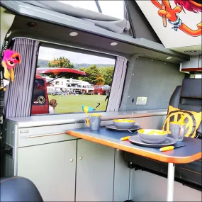 VW T6 Transporter Van Conversion Premium Curtains - Black/Grey - CREATE YOUR OWN BUNDLE! Van-X