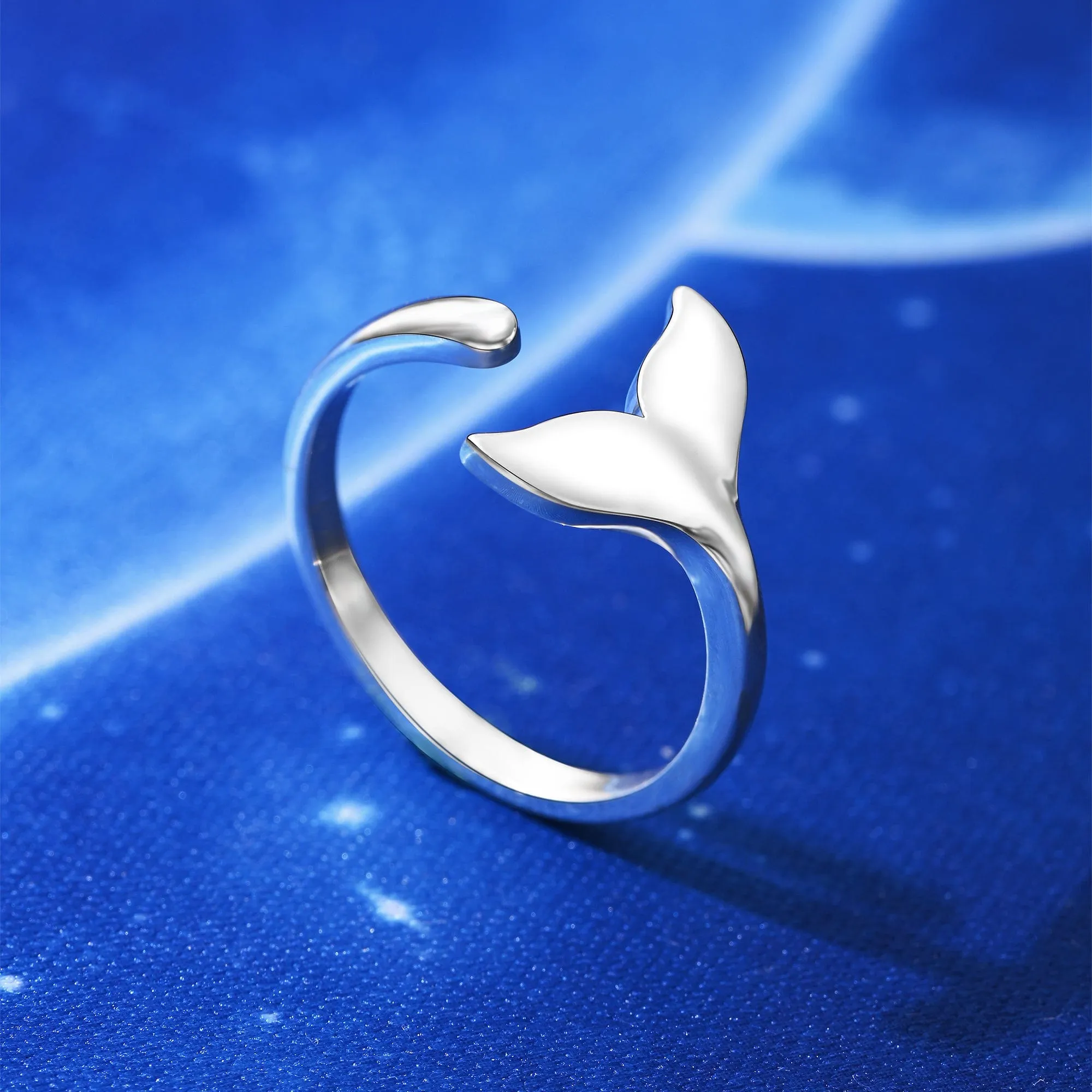 Whale Tail Adjustable Sterling Silver Ring