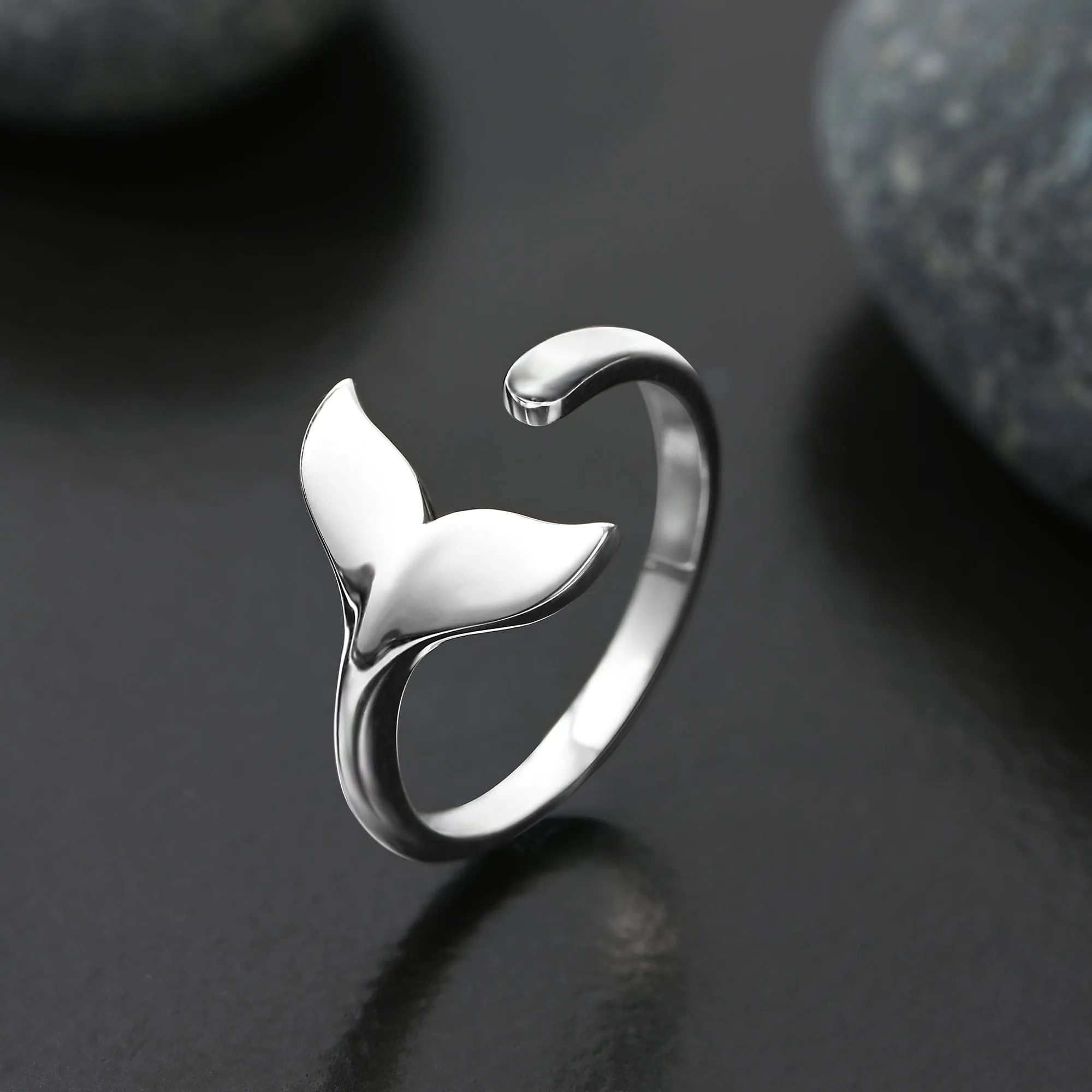 Whale Tail Adjustable Sterling Silver Ring