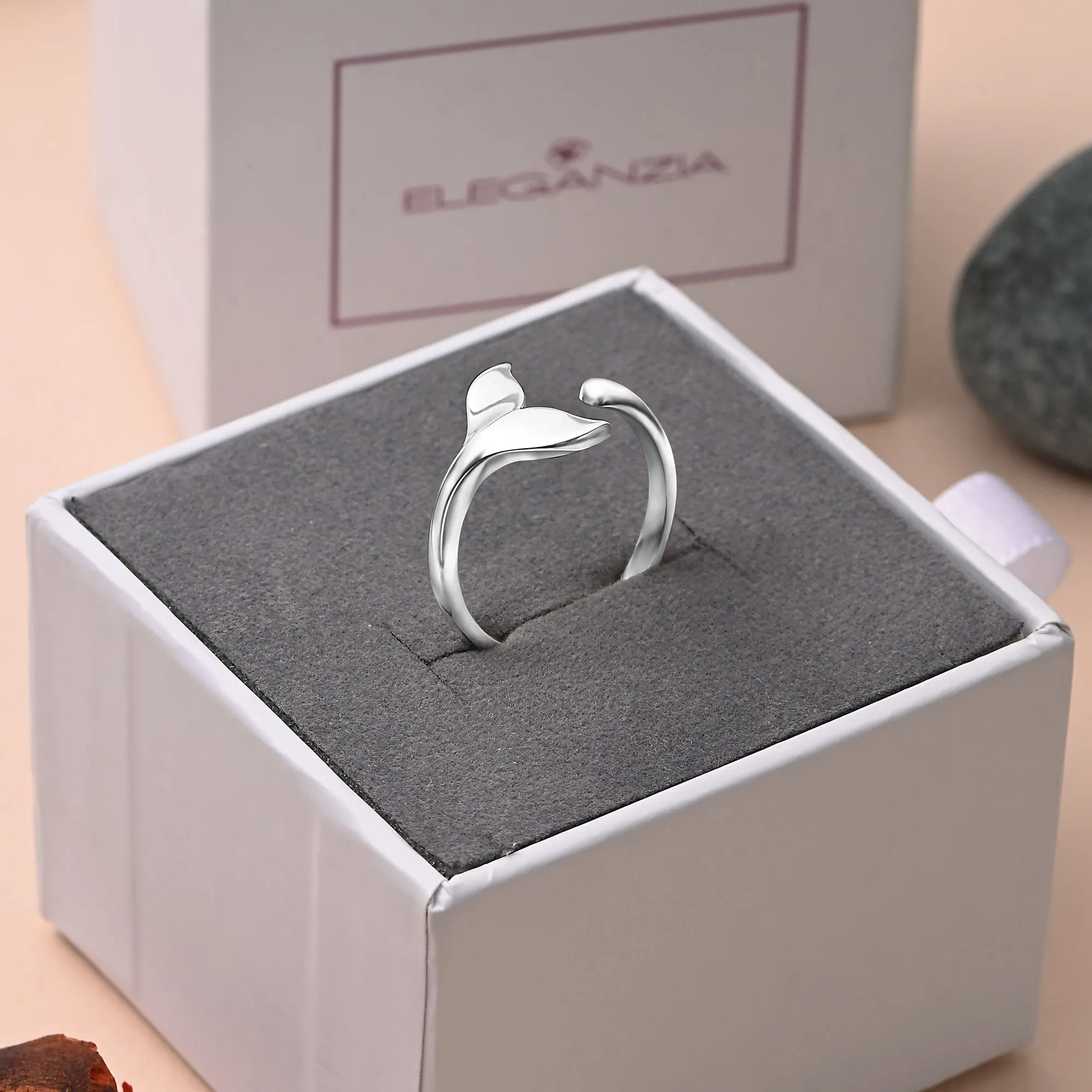 Whale Tail Adjustable Sterling Silver Ring