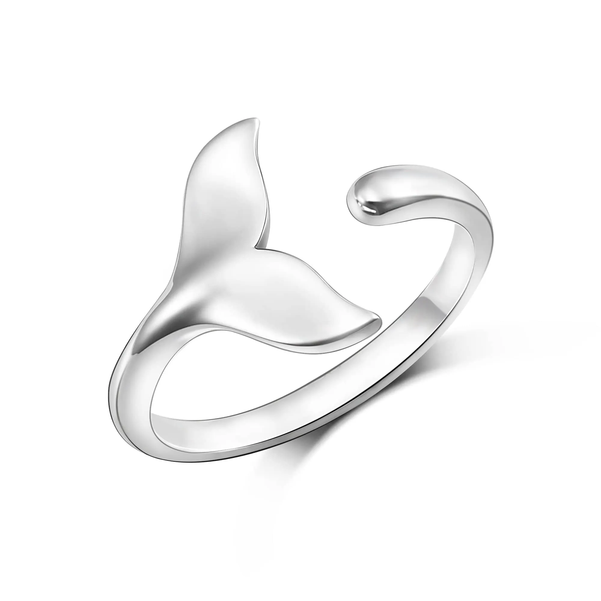 Whale Tail Adjustable Sterling Silver Ring