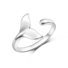 Whale Tail Adjustable Sterling Silver Ring