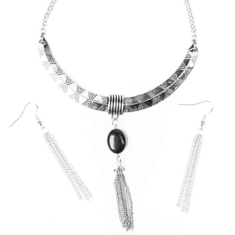 Wild West Show Silver and Black Necklace